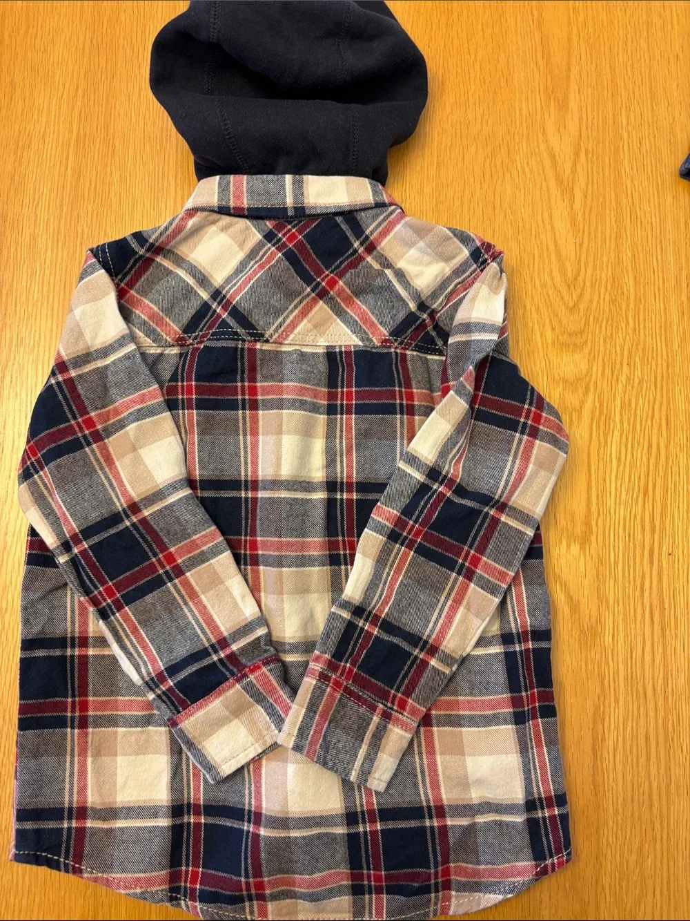 Checked Hooded Lightweight Flannel Shirt/Jacket - Navy/Red - size 6
